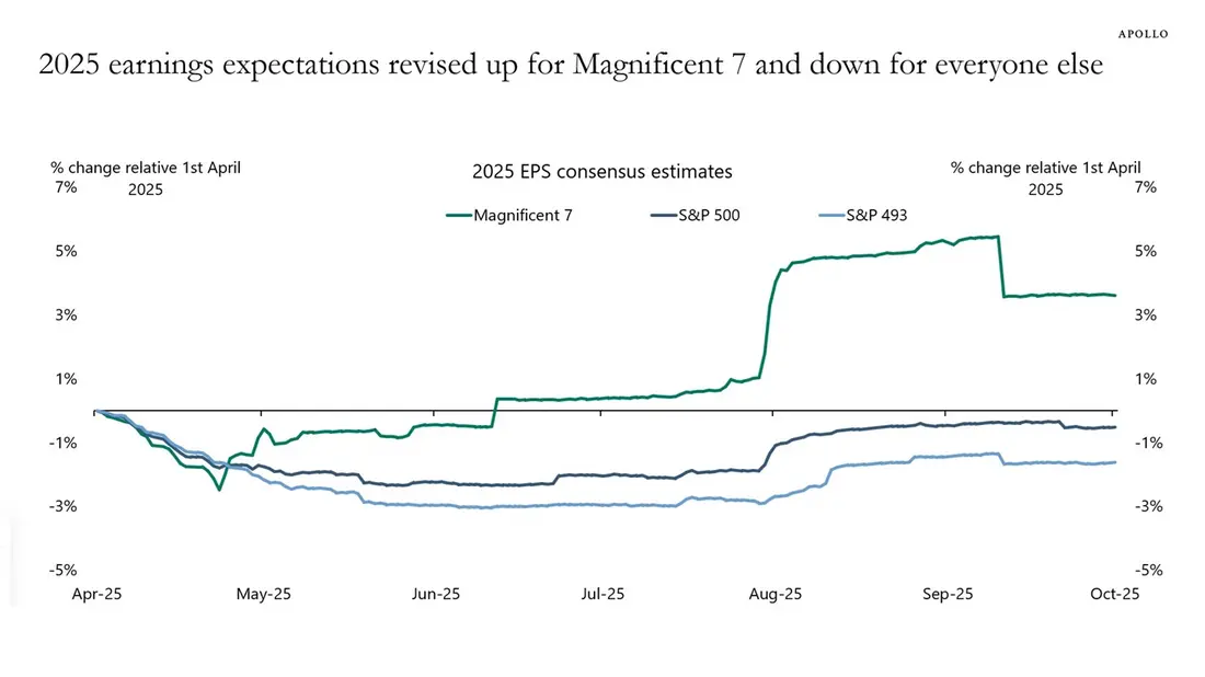 بازنگری انتظارات سودآوری در سال ۲۰۲۵: افزایش برای هفت غول فناوری و کاهش برای سایر شرکت‌ها