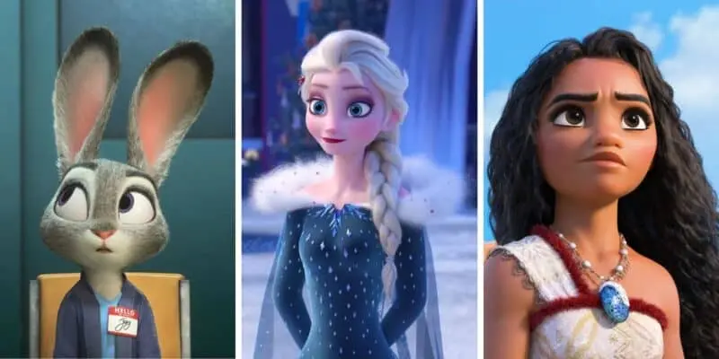 جودی هوپس در «زوتوپیا ۲»، السا در «فروزن ۲» و موآنا در «موآنا ۲».