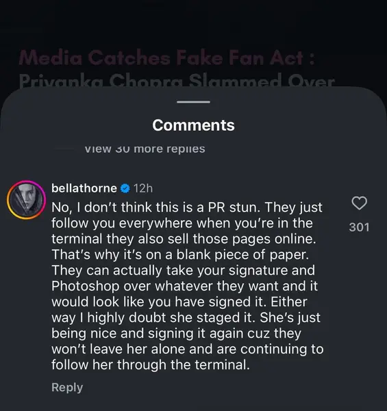 بلی برای دفاع از پرینکا به نظرات واکنش نشان داد.